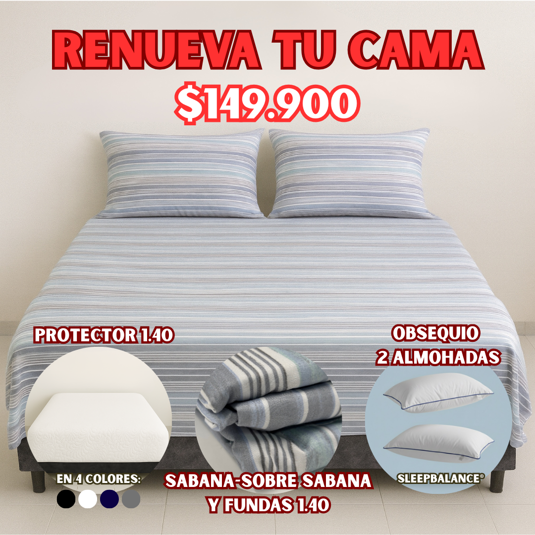 COMBO PROTECTOR+SABANA 1.40X1.90 + OBSEQUIO