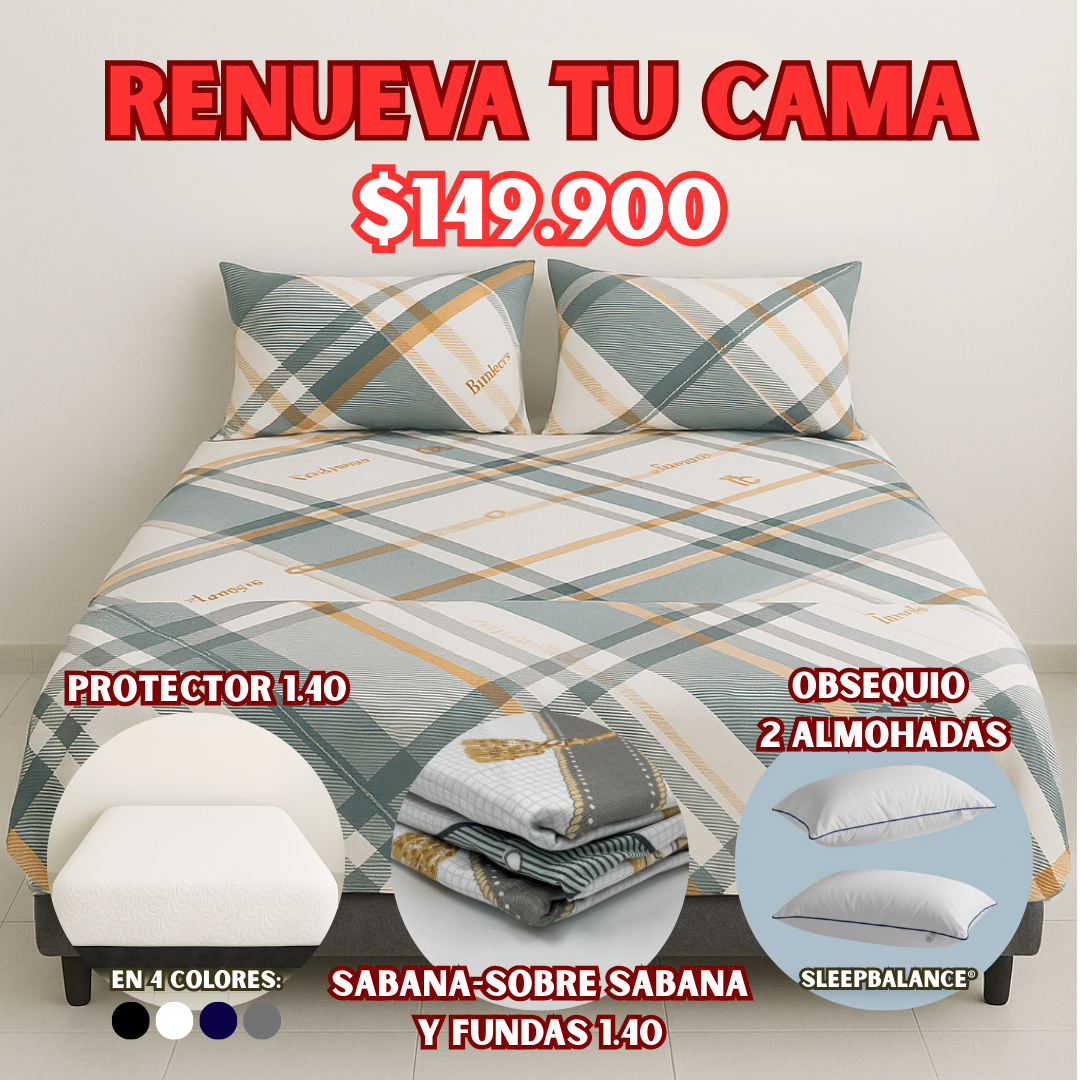 COMBO PROTECTOR+SABANA 1.40X1.90 + OBSEQUIO