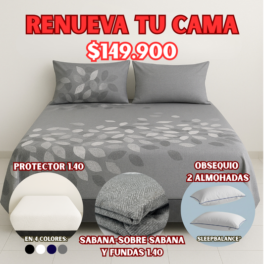 COMBO PROTECTOR+SABANA 1.40X1.90 + OBSEQUIO