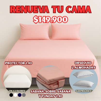 COMBO PROTECTOR+SABANA 1.40X1.90 + OBSEQUIO