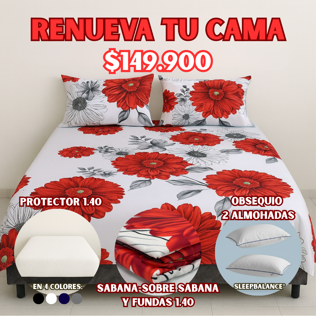 COMBO PROTECTOR+SABANA 1.40X1.90 + OBSEQUIO