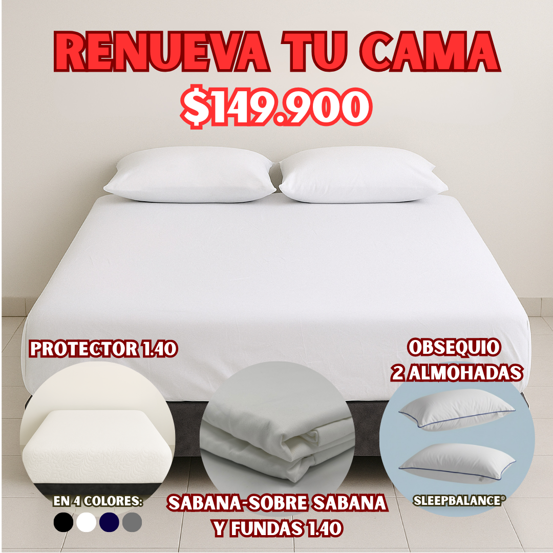 COMBO PROTECTOR+SABANA 1.40X1.90 + OBSEQUIO