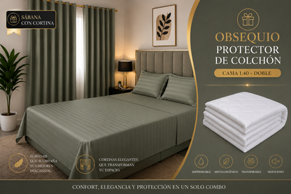 ✨ Convierte tu habitación en un dormitorio de lujo con este Combo Premium + Protector GRATIS