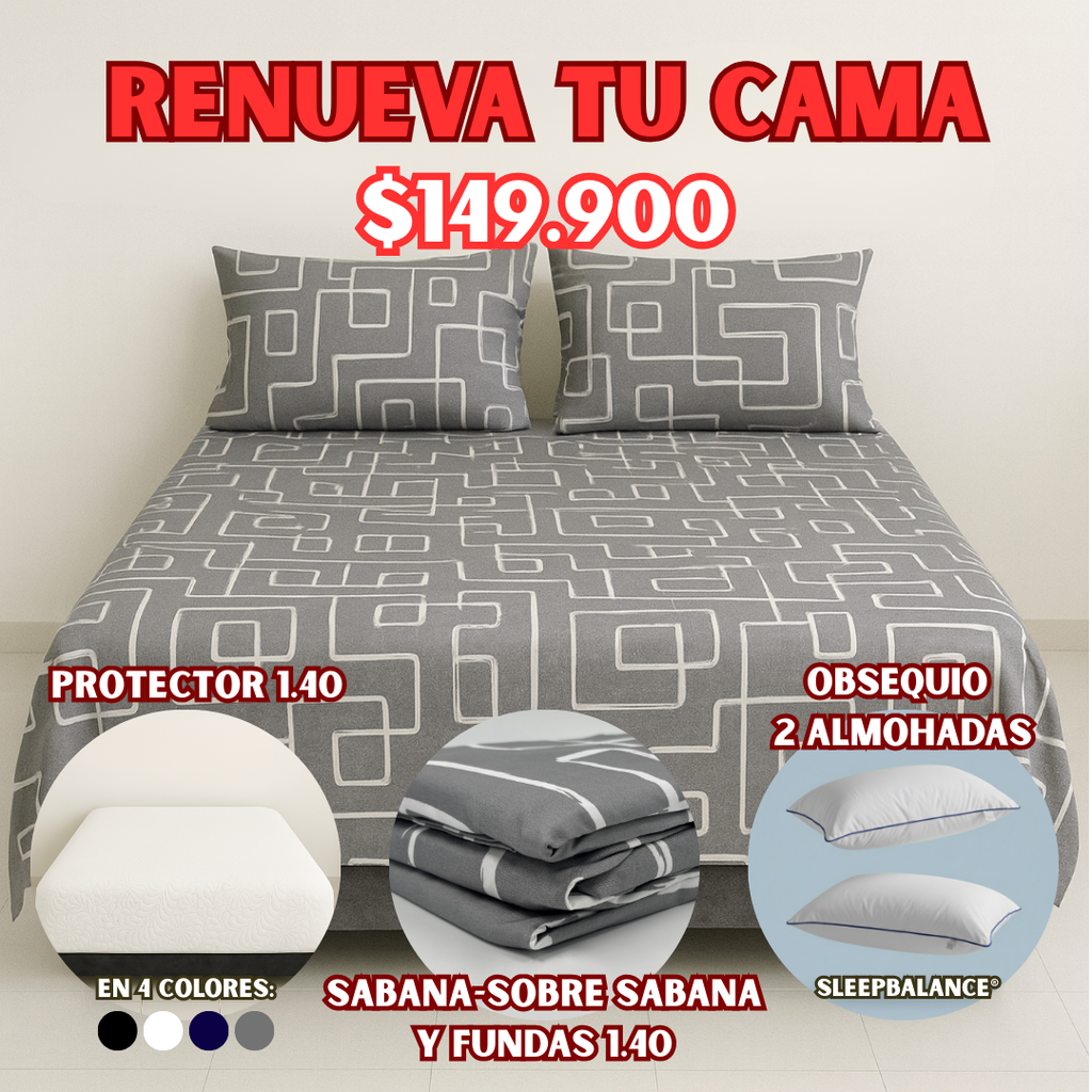 COMBO PROTECTOR+SABANA 1.40X1.90 + OBSEQUIO