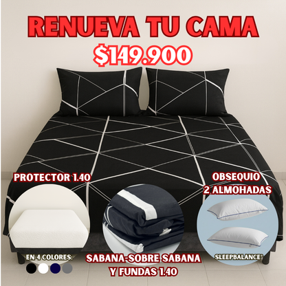 COMBO PROTECTOR+SABANA 1.40X1.90 + OBSEQUIO
