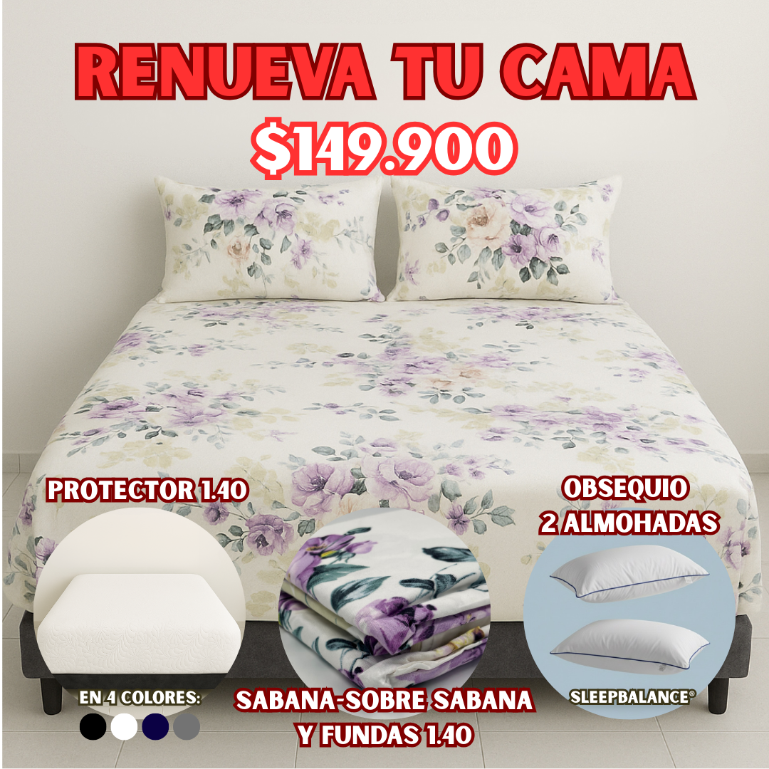 COMBO PROTECTOR+SABANA 1.40X1.90 + OBSEQUIO
