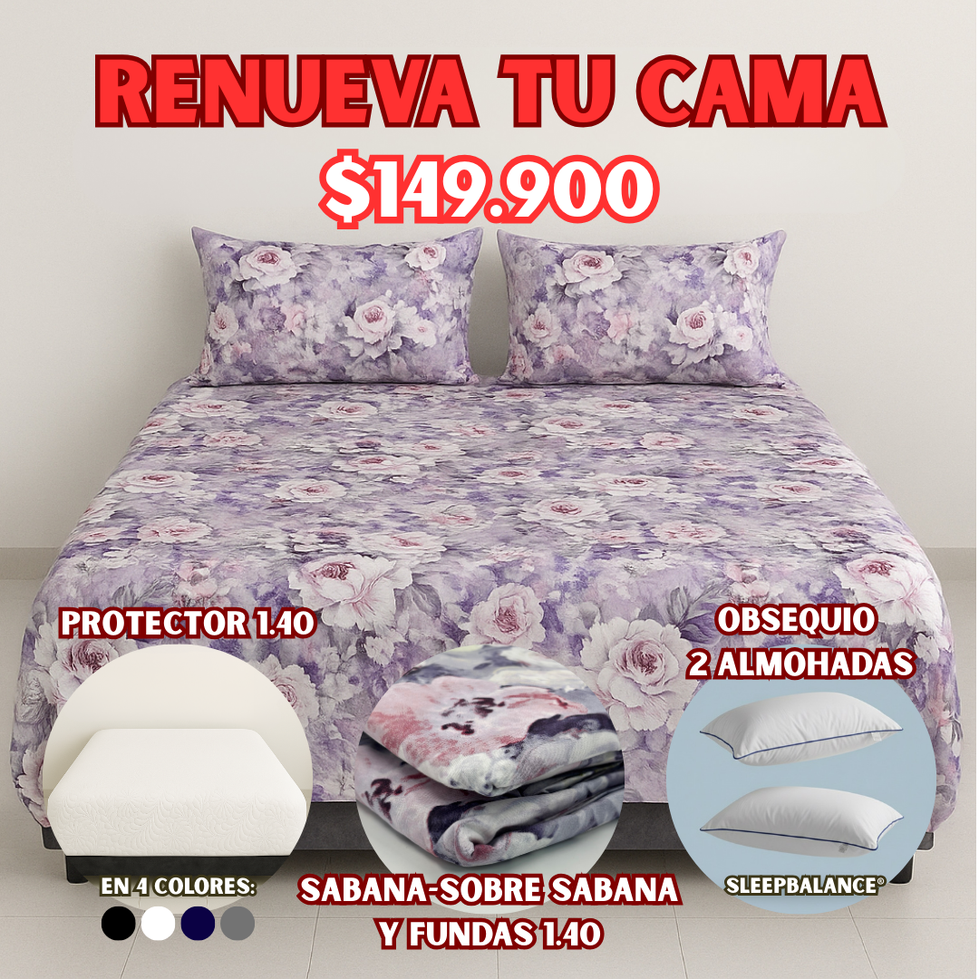 COMBO PROTECTOR+SABANA 1.40X1.90 + OBSEQUIO