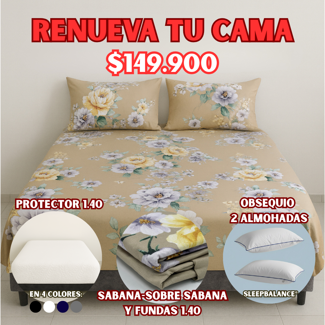 COMBO PROTECTOR+SABANA 1.40X1.90 + OBSEQUIO